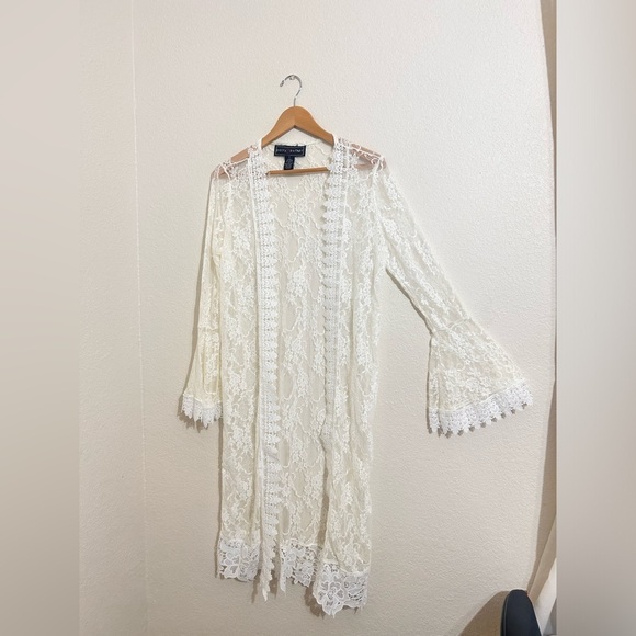 POLLI Y ESTHER  Cream Lace Kimono Cardigan - Picture 5 of 5